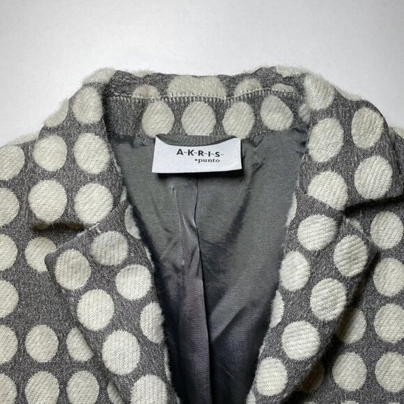 AKRIS PUNTO Grey & Ivory Polka Dot Wool Blend Blazer Size US 10 - Picture 4 of 11